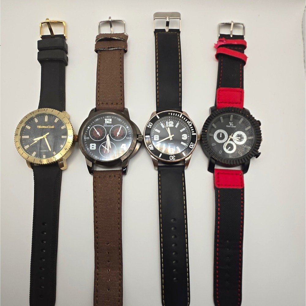 Lot of 4 Assorted Mens Quartz Analog Watches. Assorted Brands,New Batteries.